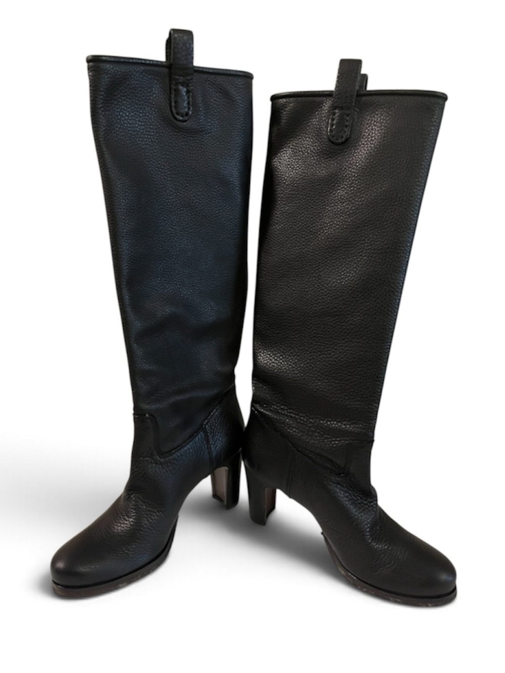 Roberto Del Carlo Black Leather Knee-High Heeled Boots